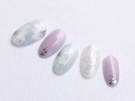 水色×パープル×お花