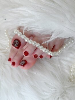 アンドネイルアンドビューティー(&NAIL and Beauty)/クリスマスフットネイル　