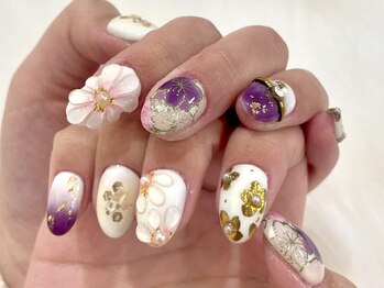 LUMINA NAILS/アート フラワー パープル
