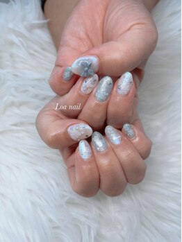 ロアネイル(Loa nail)/ブルー×ホワイト雪の結晶