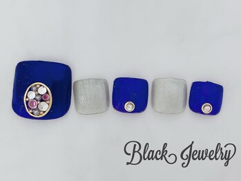 ブラックジュエリー(Black jewelry)/ストーン埋め尽くしフットネイル