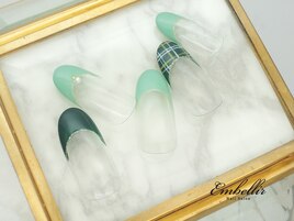 (1078)チェックフレンチネイル