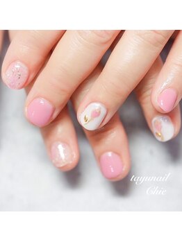 たゆ ネイル(たゆnail)/ピンクチューリップネイル