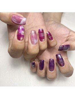 レイネイル レイエステティック 岐阜茜部店(RAY NAIL & RAY ESTHETIC)/チェック×ハートマグ