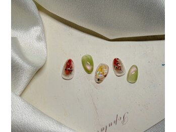 月限定　ドライフラワーネイル♪