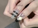 バレエコア薔薇フレンチネイル