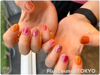 プルースラウンジ トウキョウ(Plus Lounge TOKYO)/秋のクリアカラーショートネイル