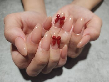 ネイルアン 下中野店(Nail Ann)/ベージュ×リボン