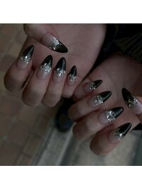 ブラックキラキラネイル¥9000♪