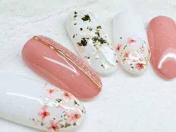 チェリーズネイル(Cherrys Nail)/春 押し花 大人ネイル