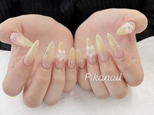 ピカネイル 上野 御徒町(Pika Nail)/カラーグラデーションｘ花３Ｄ