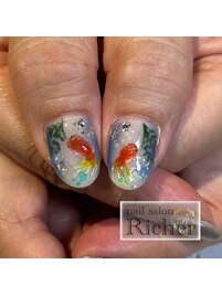 金魚・花火ネイル　第二弾