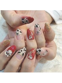 レッドレオパードネイル