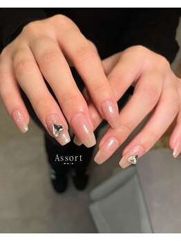 アソート 神戸元町(Assort)/ラメワンカラー+パーツ代