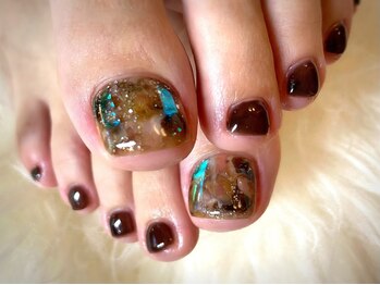 アミュリー ネイル アトリエ(Amury nail atelier)/べっこう くすみカラー マーブル