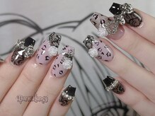 ダークハニー 原宿店(Dark Honey)/バレエコアピンクヒョウ柄ネイル