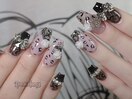 バレエコアピンクヒョウ柄ネイル