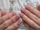 細フレンチ×ビジュー