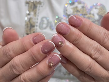 細フレンチ×ビジュー