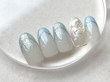 ワンアンドオンリー(One&Only)/くすみブルー×ミラーフレンチ