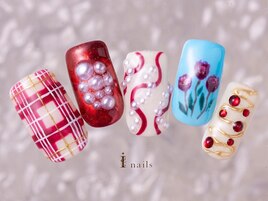 チェックお花Y2Kネイル11500円