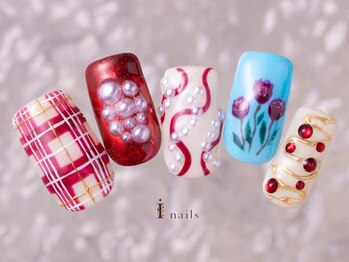 アイネイルズ 町田店(I nails)/チェックお花Y2Kネイル11500円
