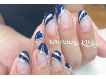 ネイルサロン キリグ(KILIG)/ネイビー斜めフレンチ