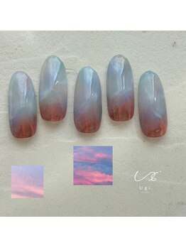 奥行夕焼けネイル