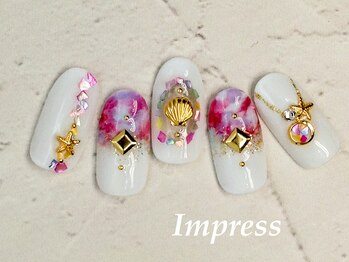 ネイルサロン インプレス(Impress)/マーブルシェルネイル
