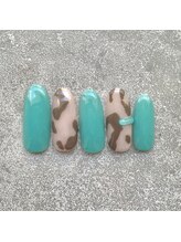 ネイルアンドアイラッシュスタジオ シュシュ(chouchou)/アニマルミントグリーンぷっくり