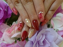 ボルドー×タイダイアート☆