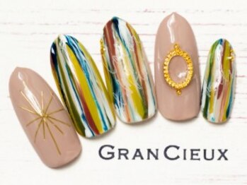 クアトログランシュ 青葉台(QUATRO×GranCieux)/個性派手書きストライプネイル