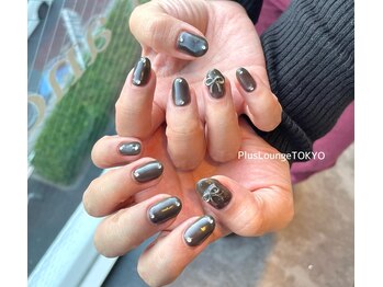 プルースラウンジ トウキョウ(Plus Lounge TOKYO)/シアーブラック★リボンネイル