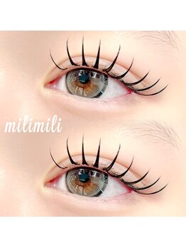 ミリミリ(milimili)の写真/柔らかな毛質のフラットラッシュは、自まつ毛が細い/少ない/短い方に◎目力UP効果のあるつけ放題も人気★