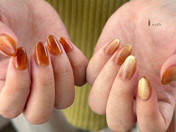 アイネイルズ 吉祥寺店(I nails)/ブラウンマグネットちぐはぐ