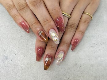 ネイルサロン ドゥ(Nail Salon Doux)/【ほり】秋の定番☆べっ甲ネイル