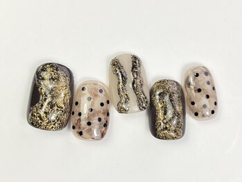 クレモアネイル 池袋西口店(CLEMORE NAIL)/ゴールドミラー×ドットネイル