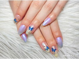 蝶々ネイル+オーロラミラー