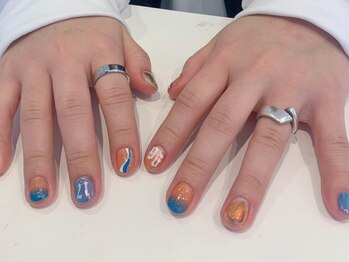 成人式 ネイル 夏グレー