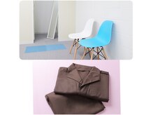 清潔感のある待合スペースと更衣室をご利用いただけます