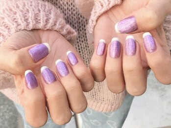 エリンカネイル バイ レシッド 武蔵小杉(erincanail by rcid)/パープルラメネイル×フレンチ