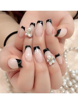 ビューティーアップ 池袋(Beauty Up)/黒フレンチネイル