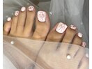 秋冬フットネイルヒョウ柄クロス
