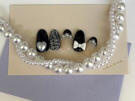 ツイード×リボンネイル