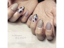 ニコ(nico+)/グレー×レオパード