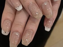 コダサンマルハチ(koda 308)/透明リボンネイル&部分フレンチ