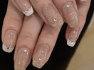 透明リボンネイル&部分フレンチ