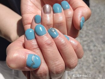 ケイアイエムネイル(KIM nail)/くすみブルー×ミラーnuance☆