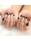 黒フレンチネイル/ブラック