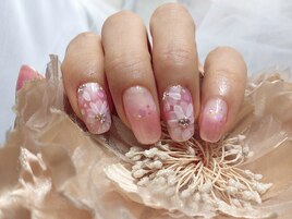 上品桜手描きフラワー着物和風